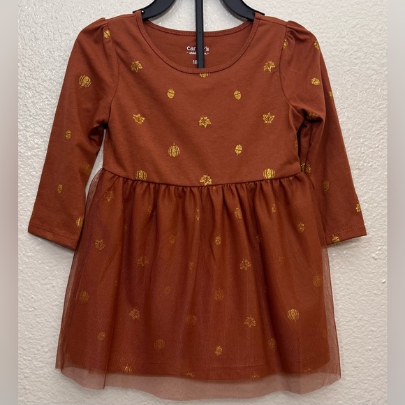NWOT Carter's Child of Mine Toddler Girl Thanksgiving Dress, Size 18M - Picture 3 of 7